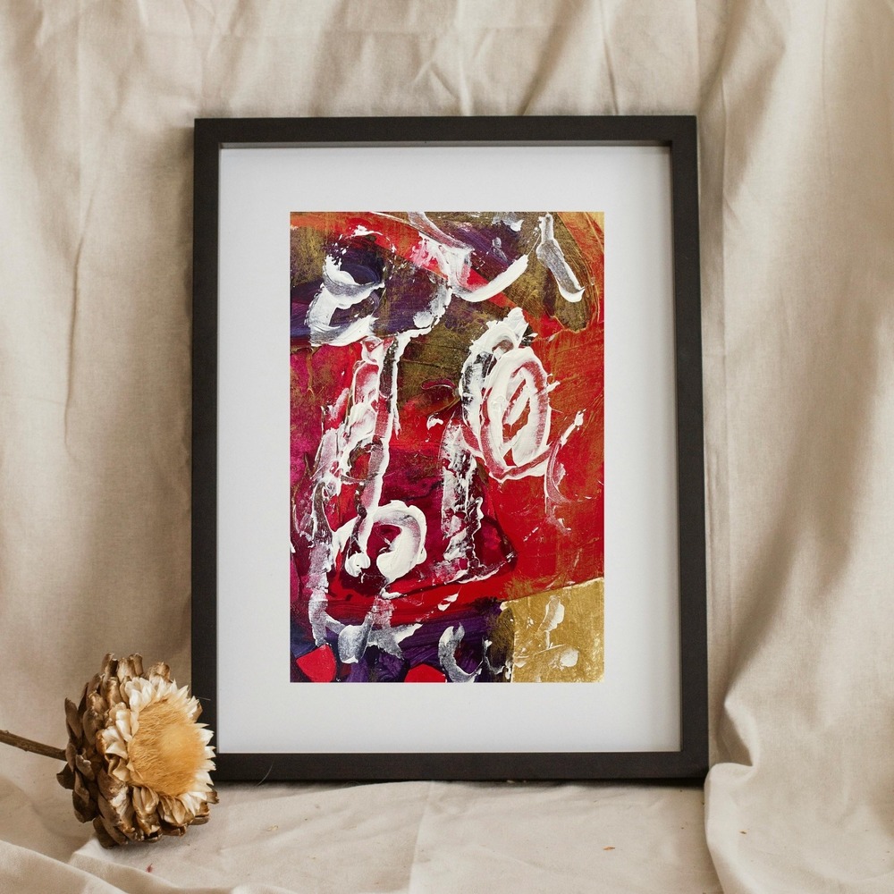 OMAN Original Abstract Expressionist Painting 5.5x8.5 Mixed Media Modern Art